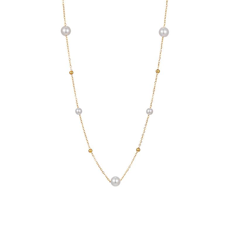 Natural pearl golden bead starry necklace niche design light luxury simple and versatile pearl clavicle chain temperament
