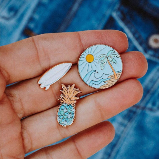 AccessoriesPopular Drip Coconut PizzaRainbowCartoon BroochesClothing Jewelry