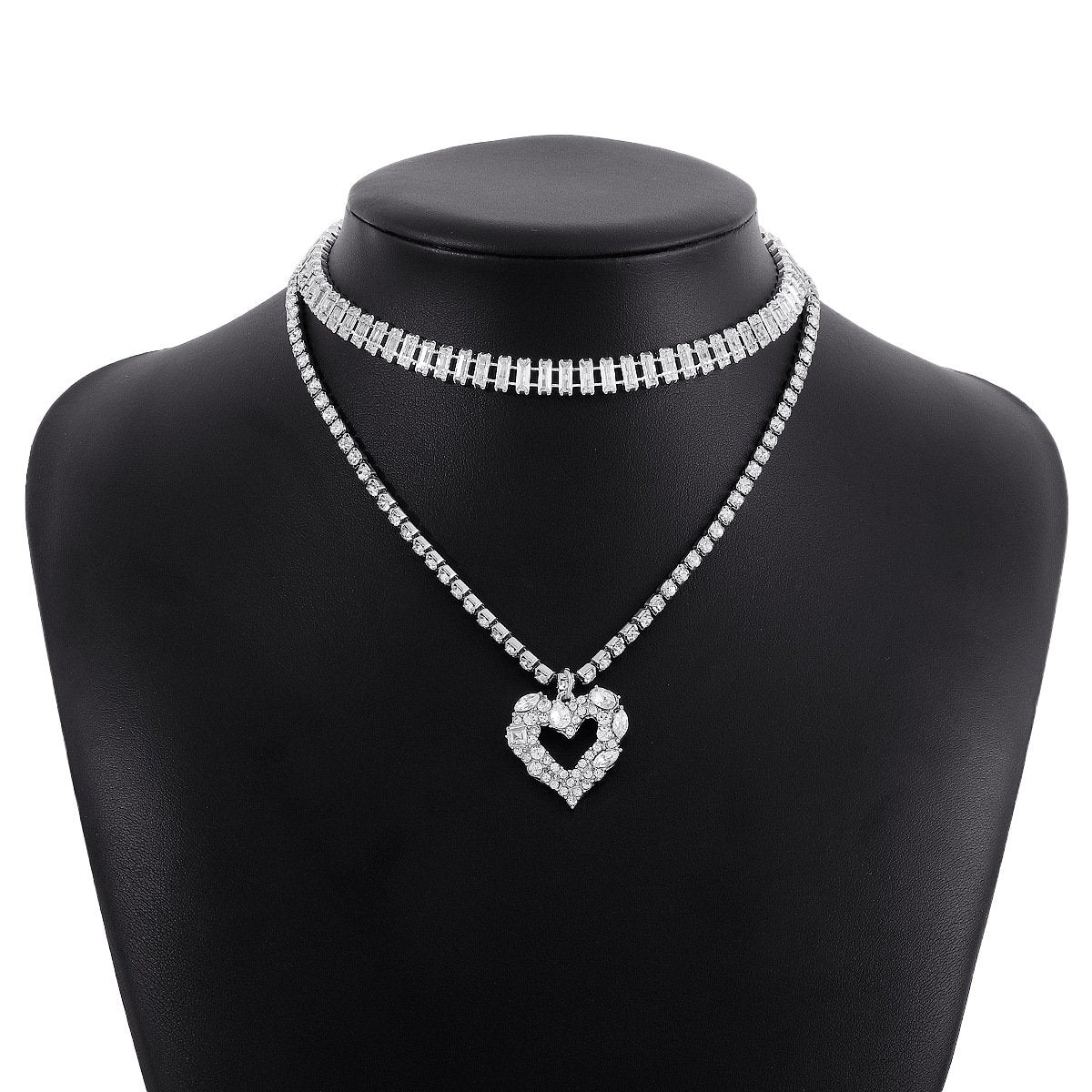 N1885 Fashion Sweet Claw Chain Rhinestone Clavicle Necklace Cool Love Love Hong Kong Retro Stacked Necklace