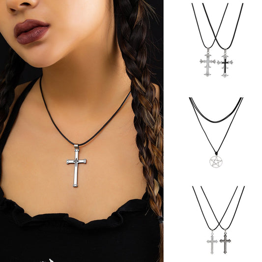 Jewelry Sweet Cool Babes Frosty Pentagram Pendant Necklace Hip Hop Punk Cross Necklace