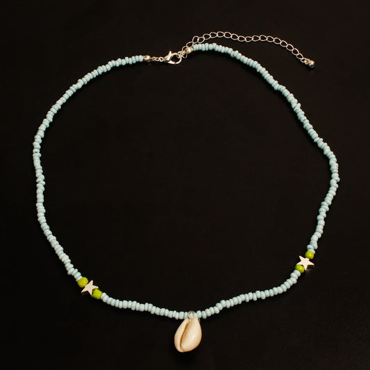Jewelry Bohemia Beaded Shell Necklace Women's Handmade Beaded Pentagram Necklace Clavicle Chain
