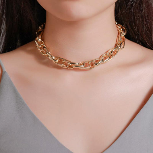 Accessories personality simple metal thick chain necklace choker exaggerated punk lady necklace