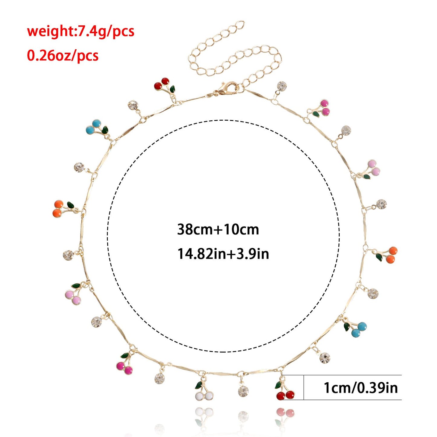 Jewelry ins color drop oil cherry zircon pendant necklace female hot girl choker explosive necklace
