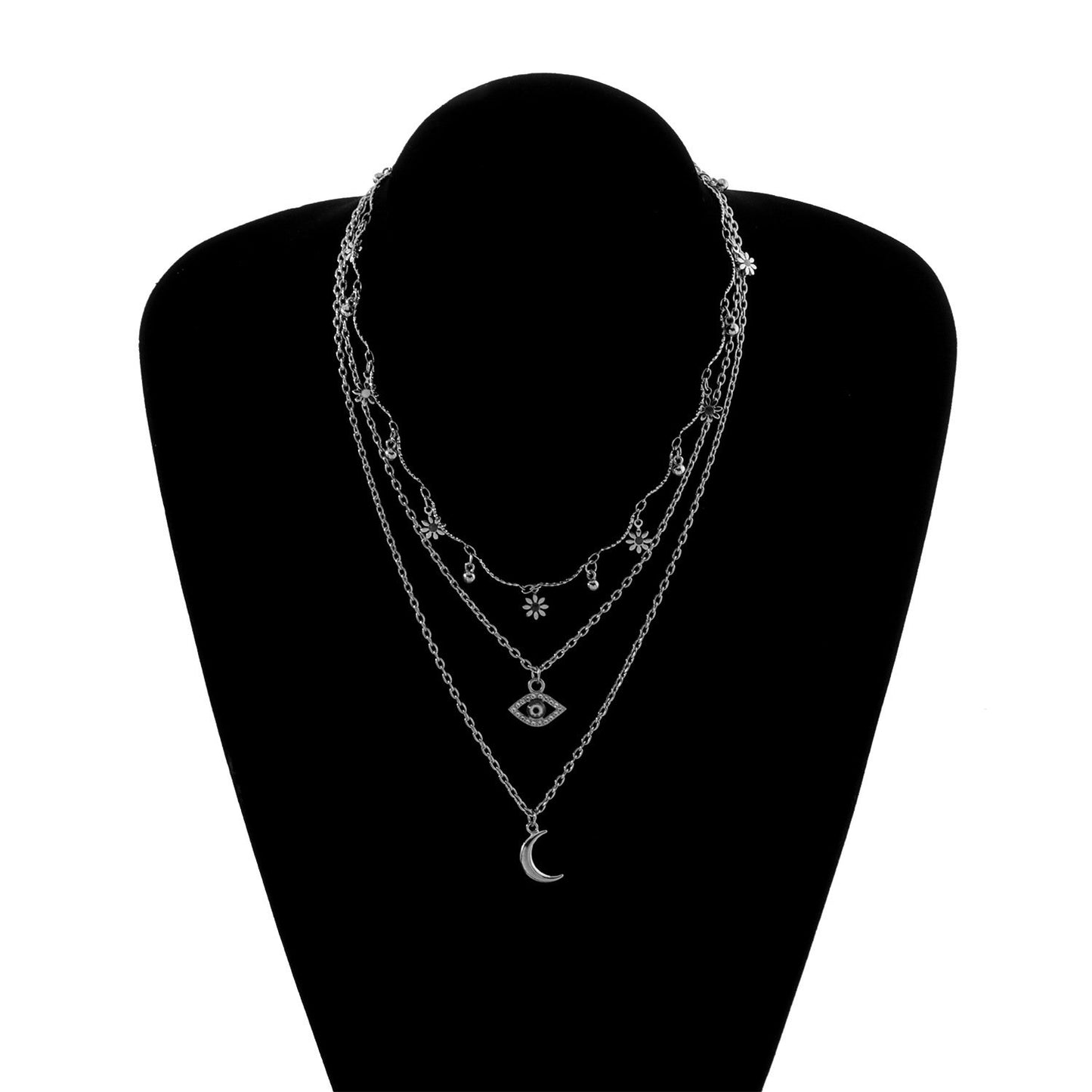 Jewelry curved tube full of diamond eyes crescent pendant necklace female trendy style flower personality pendant