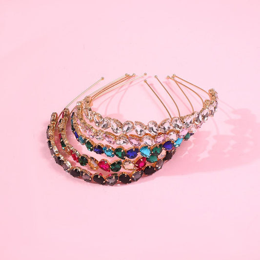 F1846 Glass brick fine-edged hair accessories temperament elegant hairpin head hoop trendy simple creative hair hoop