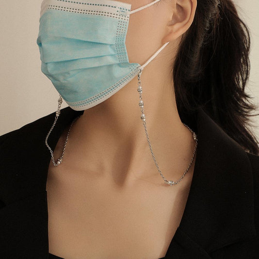 New Simple Pearl Diamond Ring Mask Necklace Fashion Versatile Inlaid Zircon Glasses Chain Mask Anti-drop Chain