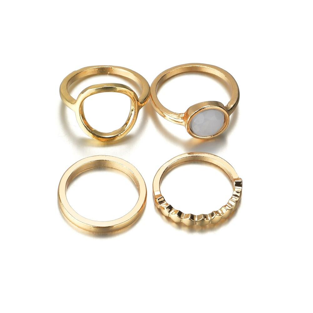 Fashion alloy electroplated KC gold ring simple multi-piece joint ring accessories
