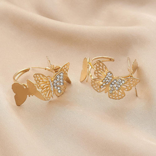Creative three-dimensional metal c-shaped butterfly trend diamond earrings personality letter temperament fashion earrings