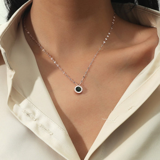 ins Roman numeral color diamond necklace fashion personality temperament net red clavicle chain simple jewelry female