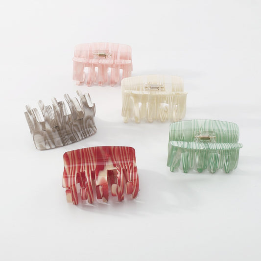 F4315 Glazed Color Fashion Resin Shark Clip French Retro Contrast Color Stripes Simple Internet Celebrity Hair Clip Female