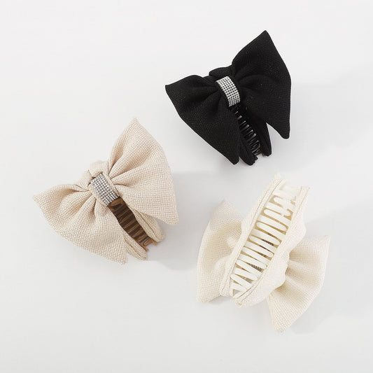F5259 French personality small perfume diamond high ponytail clip sweet temperament bow geometric simple clip female