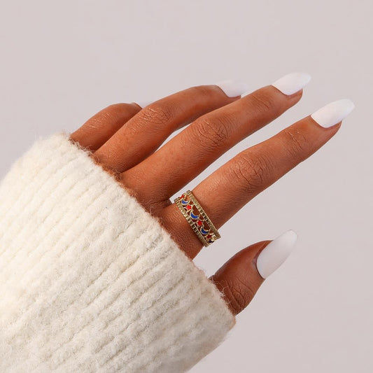 Fashion Magazine Ladies Stainless Steel Clarity Adjustable Color Star Moon Ring
