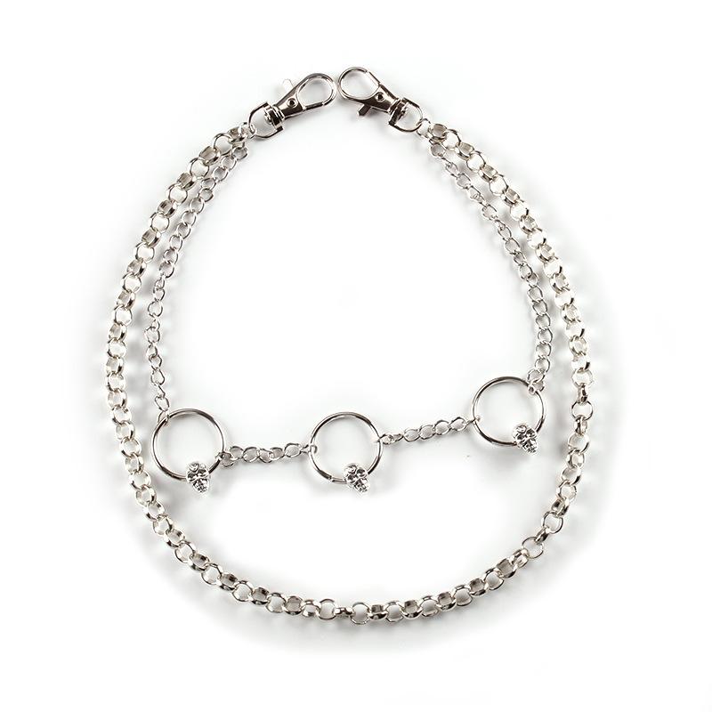 Personalized popular skull ring waist chain accessories hip-hop punk fashion double layer pants chain
