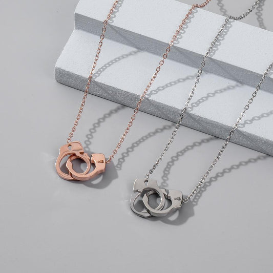 Creative Fashion Stainless Steel Handcuffs Pendant Simple Personality Necklace Jewelry