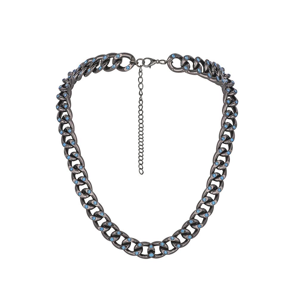 Trendy hip-hop Hiphop gun black full diamond Cuban chain zircon men's necklace simple clavicle chain