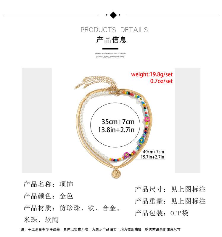Jewelry Asymmetrical Punk Snake Bone Chain Embossed Necklace Female Simple Rice Bead Soft Pottery Flower Necklace