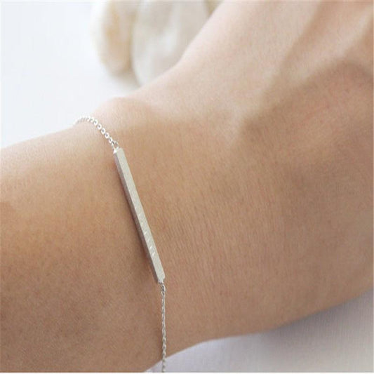 Simple Women's Bracelet Minimalist Cross Bar Bracelet