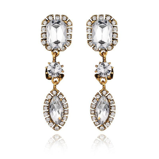 Gemstone Earrings Simple Temperament Inlaid Water Drop Long Earrings Crystal Ladies Earrings