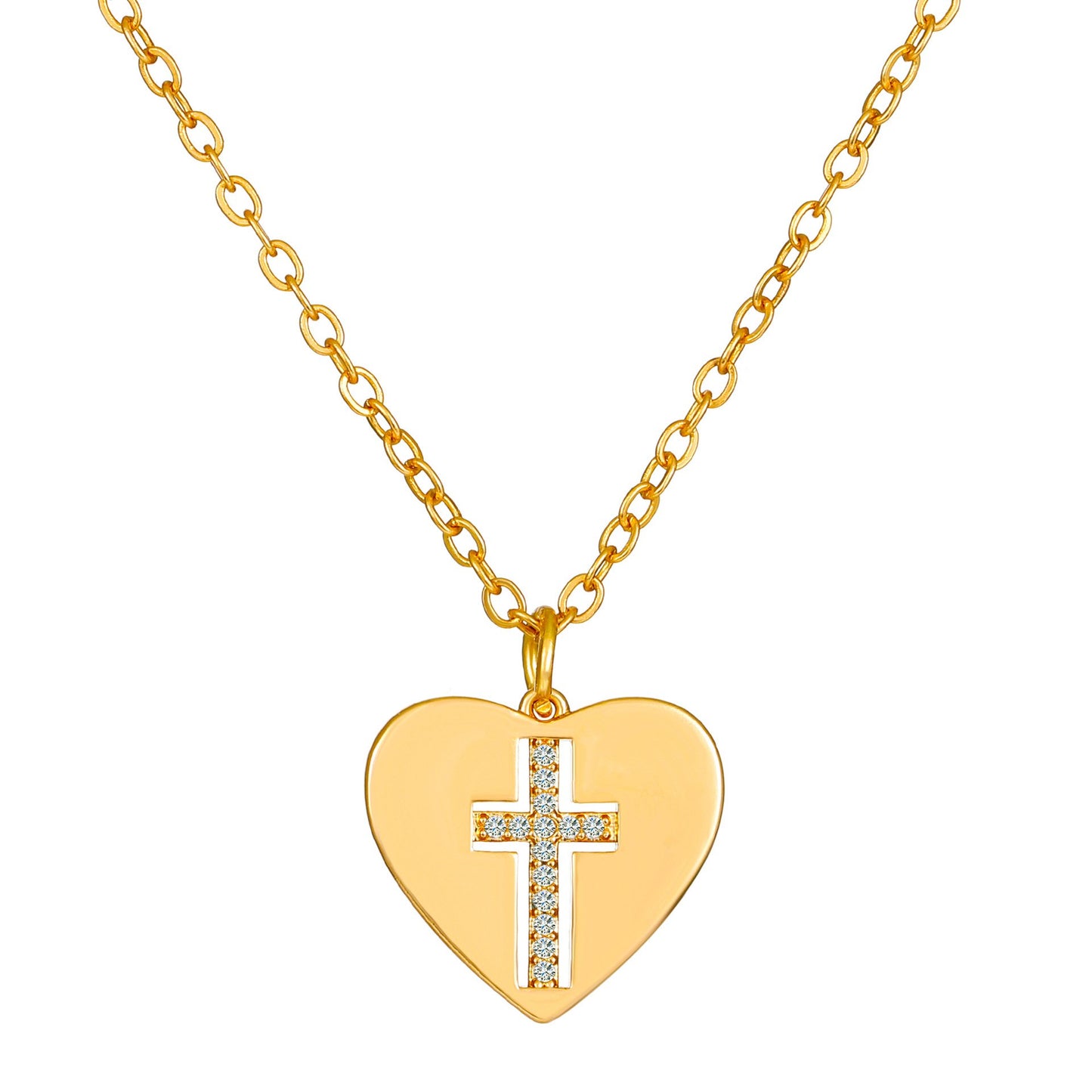 Ins Love Necklace Female Retro Fashion Niche Design Diamond Cross Clavicle Chain Temperament Sweater Chain