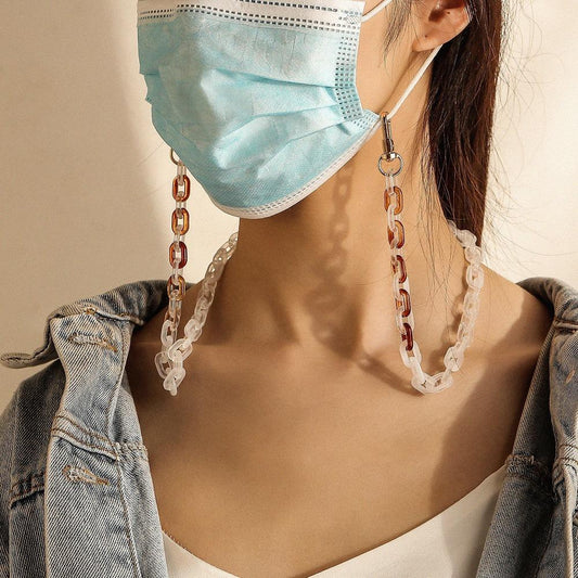 Fashion leopard print color matching mask rope simple acrylic personality cross thick chain trend glasses chain