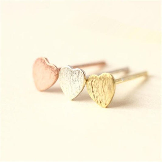 Tanabata Valentine's Day Gift Jewelry Simple Peach Heart Brushed Stud Earrings Classic Versatile Fashion Women's Jewelry