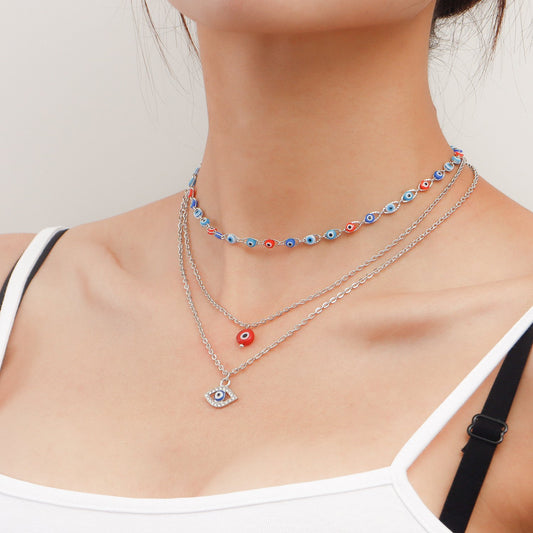 Jewelry Multi-layer Devil's Eye Pendant Necklace Women's Versatile Light Luxury Creative Design Necklace