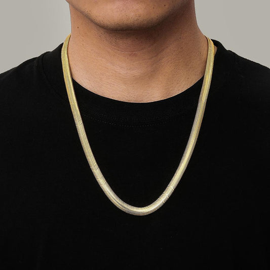 Simple trendy metal necklace choker hip hop clavicle chain necklace flat snake bone chain male