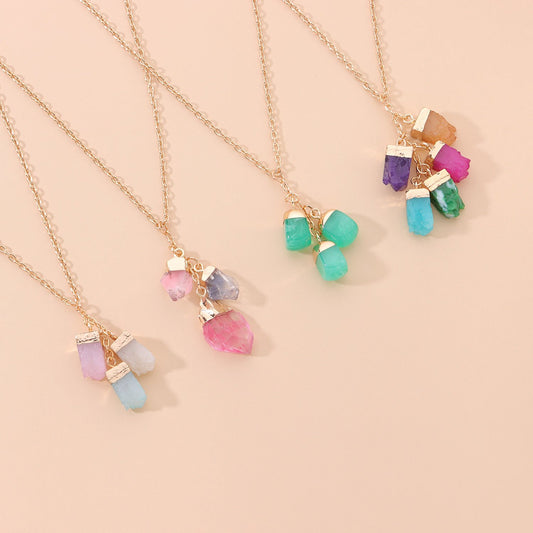 Jewelry Fashion Color Crystal Gem Pendant Necklace Girl Punk Exaggerated Trend Necklace
