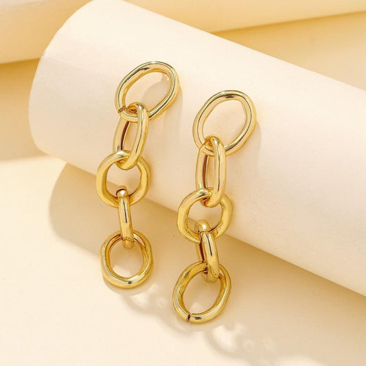 Dongdaemun personalized tassel earrings ins simple O-shaped chain exaggerated lady trendy hip-hop earrings