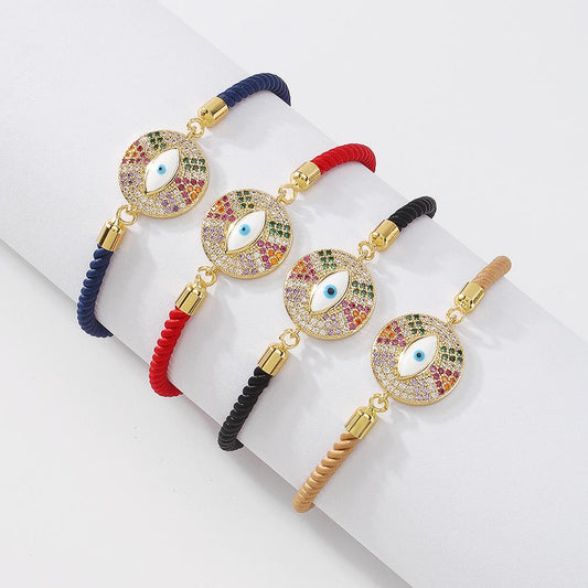 ZB6 Geometric Fashion Accessories Simple Disc Devil's Eye Adjustable Bracelet Niche Trendy Bracelet