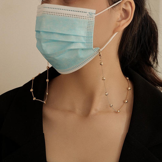 Simple golden heart-shaped mask chain fashion personality peach heart chain glasses chain multi-purpose necklace