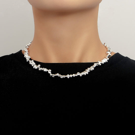 Jewelry Broken Silver Few Two Sparkling Cold Sweater Chain Necklace Trendy Cool Design Necklace
