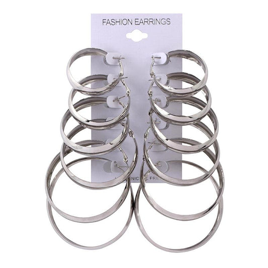 Jewelry earrings 6 pairs of suits Personalized hoop earrings combination One card sells 12 pieces of earrings