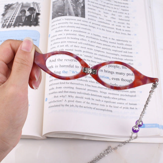Camouflage Folding Reading Glasses Necklace Pendant Handheld Glasses HD Reader Long Sweater Chain