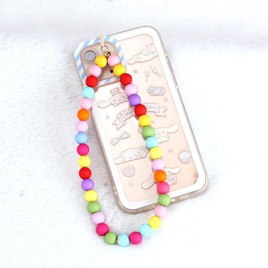 Trend acrylic candy color transparent mobile phone case chain diy bracelet pendant smiley face jewelry accessories mobile phone chain