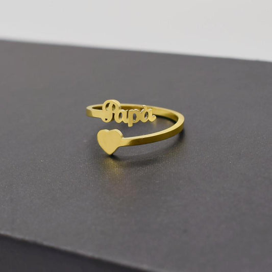 Ring Retro Alphabet Papa Ring Female Personality Simple Love Ring Father's Day Gift