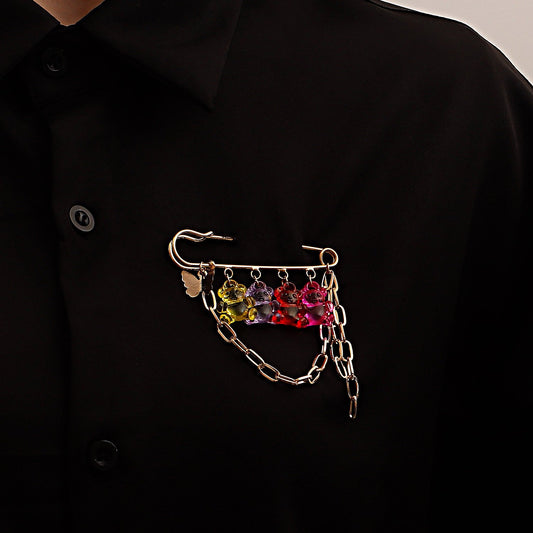 Jewelry Colorful Transparent Cute Bear Pendant Brooch Female Accessories Punk Butterfly Brooch Accessories