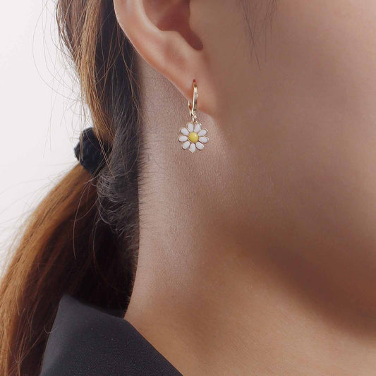 Jewelry Fashion Mini Geometric Oil Drip Flower Earrings Earrings High-end Niche Earrings