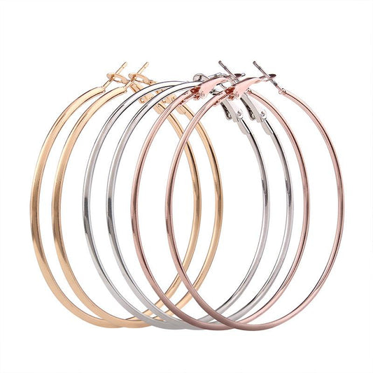 Geometric fashion big circle three-piece set C-shaped earrings classic three-color personality geometric metal big earrings female