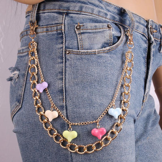 Multicolor Waist Chain Acrylic Jeans Hanging Chain Trendy Wear with Pants Chain
