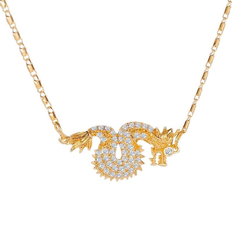 Domineering Dragon Necklace Personality Retro Golden Dragon Pendant Female Zodiac Dragon Clavicle Chain