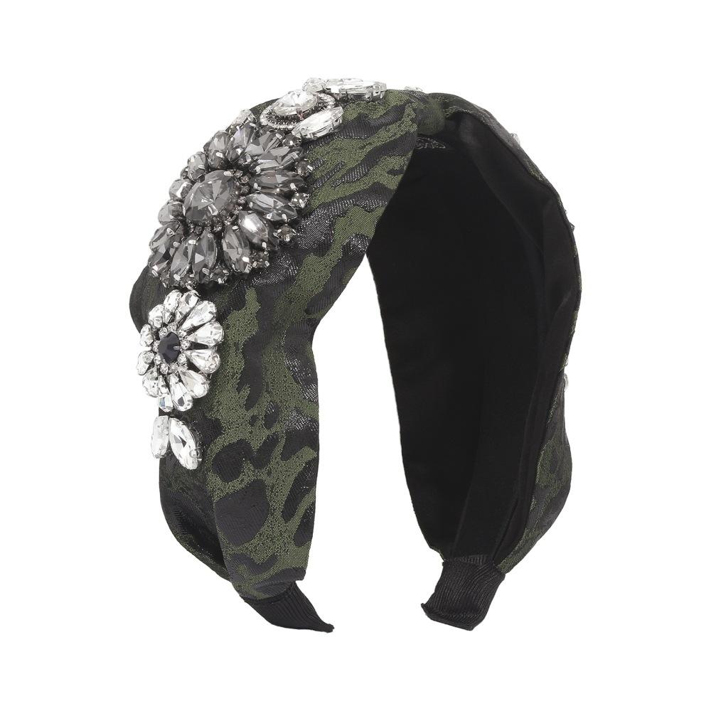 F375 fashion fabric art diamond hair accessories catwalk baroque heavy industry headband wide-brimmed retro headband