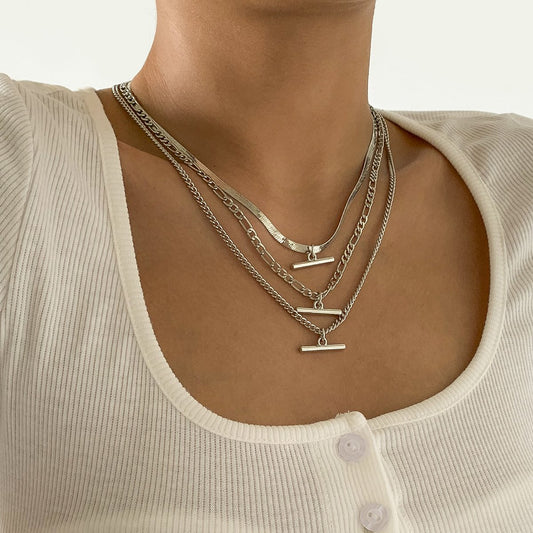Hip-hop Retro Snake Bone Chain Clavicle Necklace Female Simple Geometric Metal One-word Stick Necklace