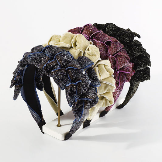 F5237 Exaggerated geometric three-dimensional fashion headband bowknot bright silk personality trendy style street style net red headband