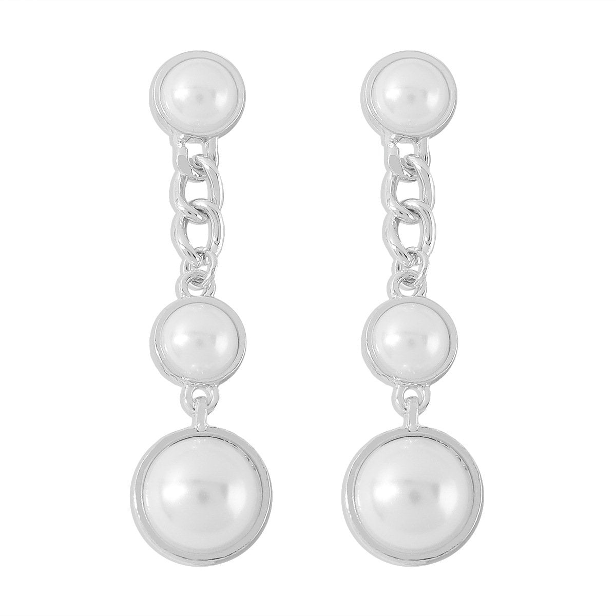 E1566 Retro Hong Kong Temperament Sweet Earrings Pearl Chain Personality Geometric Earrings Niche Atmospheric Earrings