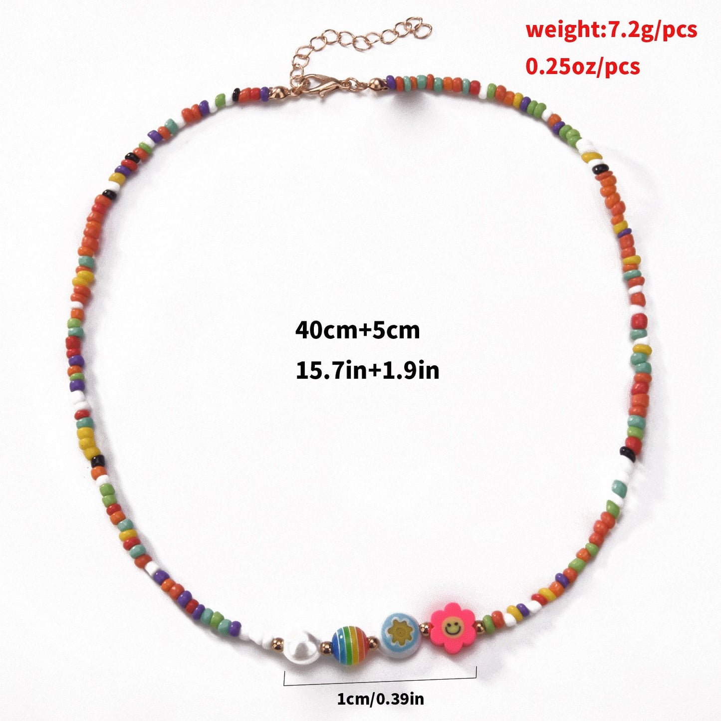 Jewelry color soft pottery smiling face glazed pearl necklace female simple geometric fashion trendy money jewelry