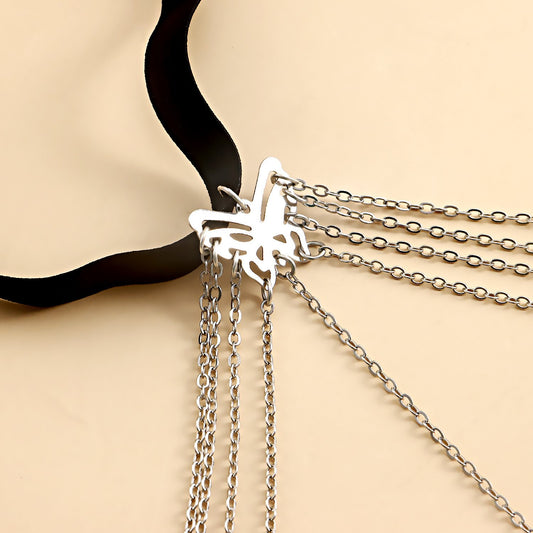 Jewelry ins hot girl hollow butterfly cross pendant leg decoration body chain female