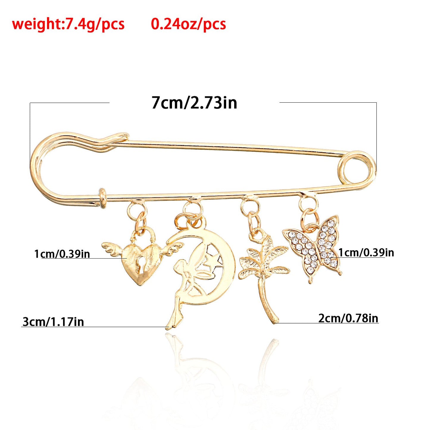 Jewelry simple tassel multi-element brooch accessories female geometric micro-diamond butterfly exaggerated brooch