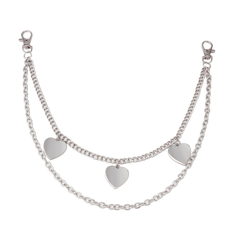 Metal pendant fashion heart-shaped waist chain pants chain ins hip-hop double-layer trend peach heart body chain