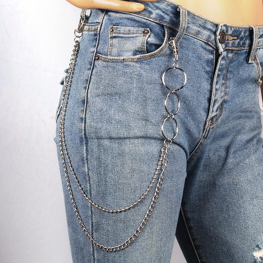 Ins punk retro double-layer metal trouser chain men and women with the same style trend hip-hop ring decoration all-match accessories chain
